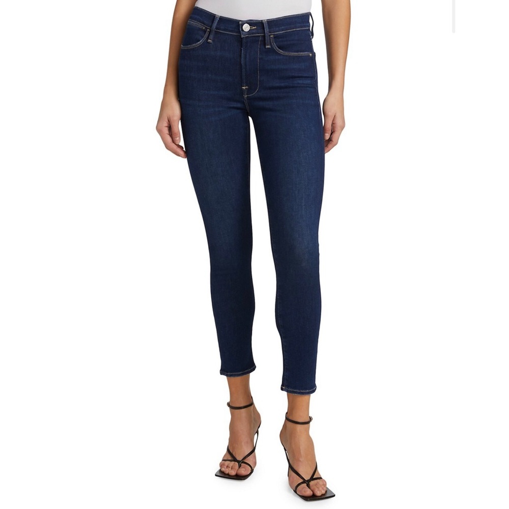 Frame Le High Stretch Skinny Dark Wash Blue Jeans size 27